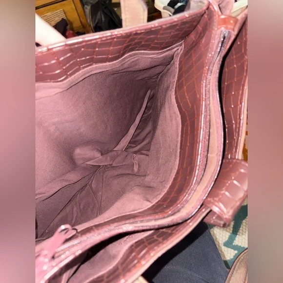 👜 Diane Von Furstenberg Brown Tote The Color Authority Croc Trim - Picture 6 of 9